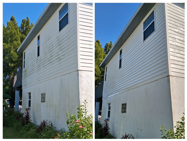 House washing in Hernando Beach FL – before and after soft wash