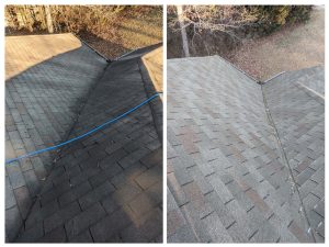 New Port Richey FL roof washing before and after – soft wash cleaning for asphalt shingles