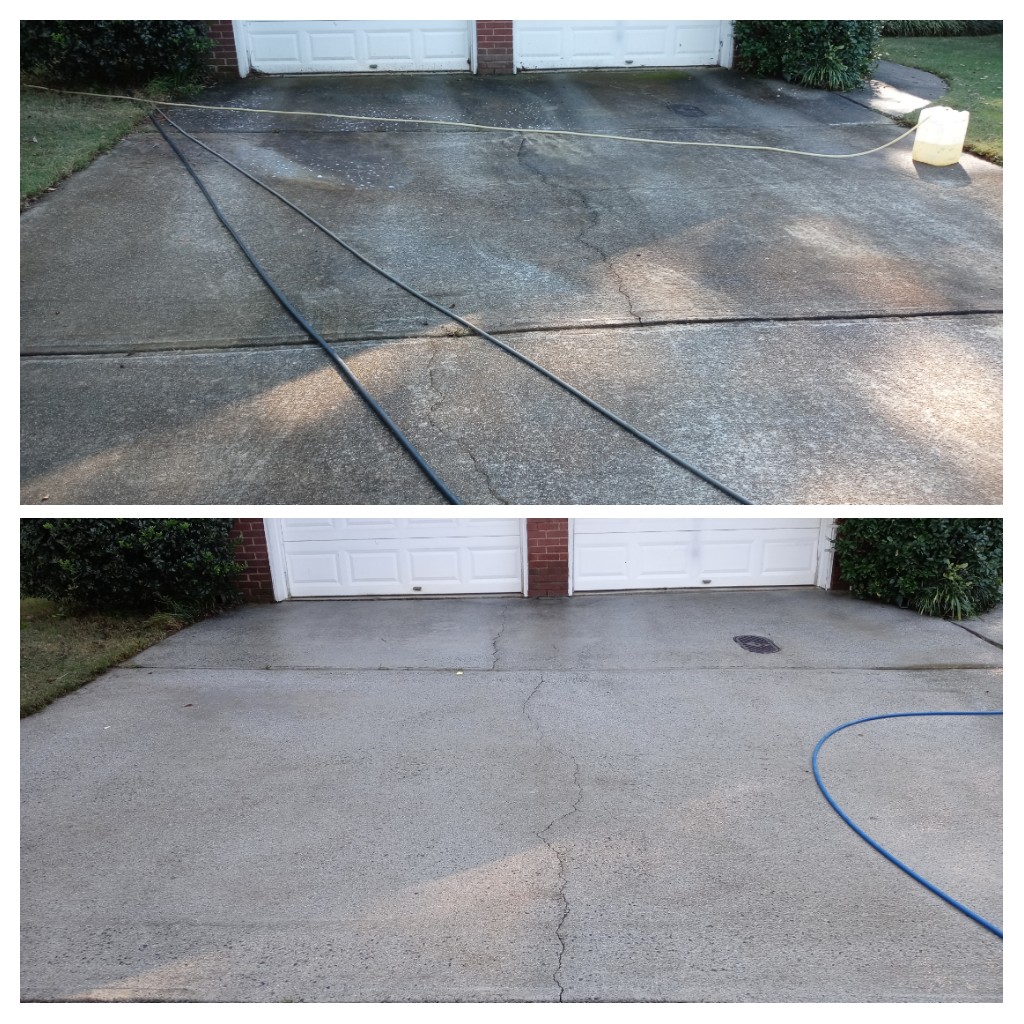 Clearwater FL driveway cleaning – concrete pressure washing before and after